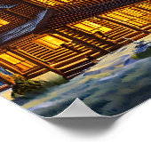 森の中のログキャビン雪の風景アート ポスター (角)