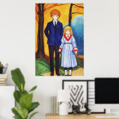 森の中の兄弟姉妹 | AI Art ポスター (ホームオフィス)