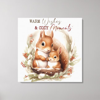 森の中の冬のリスChristms キャンバスプリント
