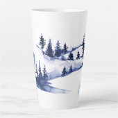 森の中の冬の木トナカイ カフェラテマグ (正面)