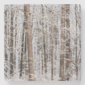 森の中の冬の氷嵐 ストーンコースター (正面)