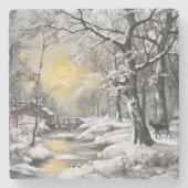 森の中の冬 ストーンコースター (正面)