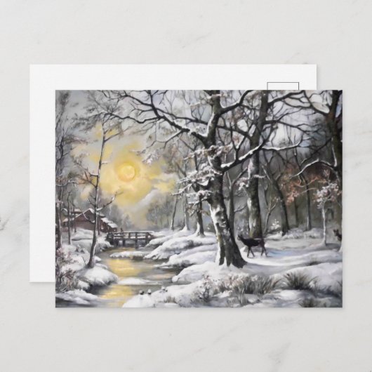 森の中の冬 ポストカード (正面/裏面)