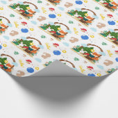 森の中の可愛いキツネとバニー ラッピングペーパー (角)