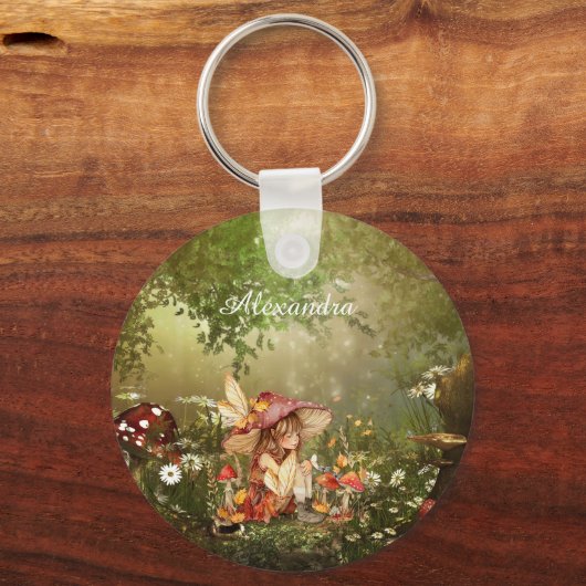森の中の可愛いキノコの妖精 キーホルダー (裏面)