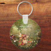 森の中の可愛いキノコの妖精 キーホルダー (正面)