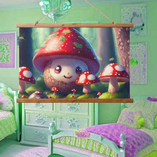 森の中の可愛いトートゥール – 幸運を祈る 吊り下げ型タペストリー