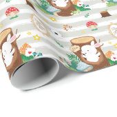 森の中の可愛いバニー ラッピングペーパー (ロールコーナー)