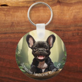 😍森の中の可愛いフレンチブルドッグの子犬 キーホルダー (正面)