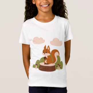 森の中の可愛いリス Tシャツ