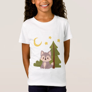 森の中の可愛い狼 Tシャツ