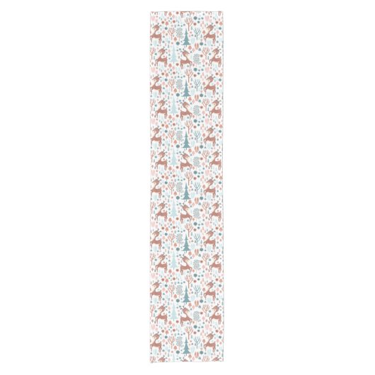 森の中の可愛い鹿お洒落のクリスマス ショートテーブルランナー (正面)