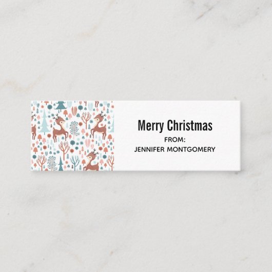 森の中の可愛い鹿お洒落のクリスマス スキニー名刺 (正面)