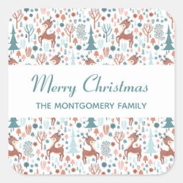 森の中の可愛い鹿お洒落のクリスマス スクエアシール