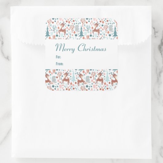 森の中の可愛い鹿お洒落のクリスマス スクエアシール (バッグ)