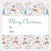 森の中の可愛い鹿お洒落のクリスマス スクエアシール (正面)