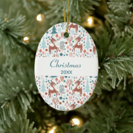 森の中の可愛い鹿お洒落のクリスマス セラミックオーナメント