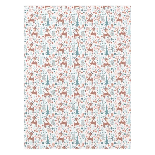 森の中の可愛い鹿お洒落のクリスマス テーブルクロス (正面)