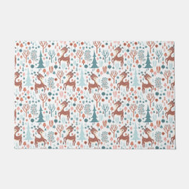 森の中の可愛い鹿お洒落のクリスマス ドアマット