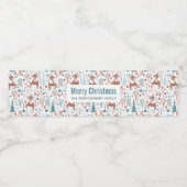 森の中の可愛い鹿お洒落のクリスマス ペットボトルラベル (シングルラベル)