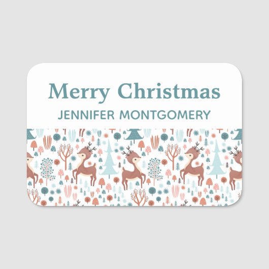 森の中の可愛い鹿お洒落のクリスマス 名札 (正面)