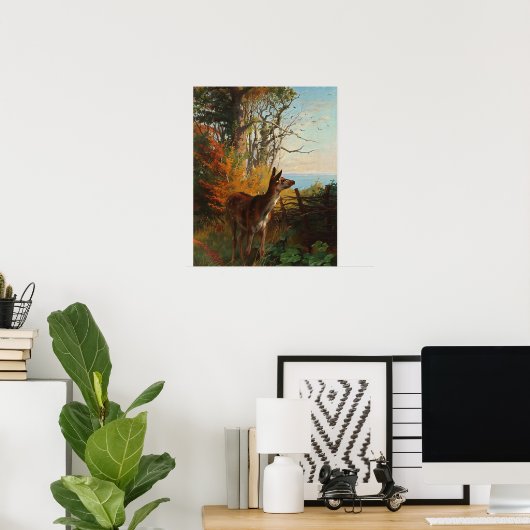 森の中の可愛い鹿 ポスター (ホームオフィス)