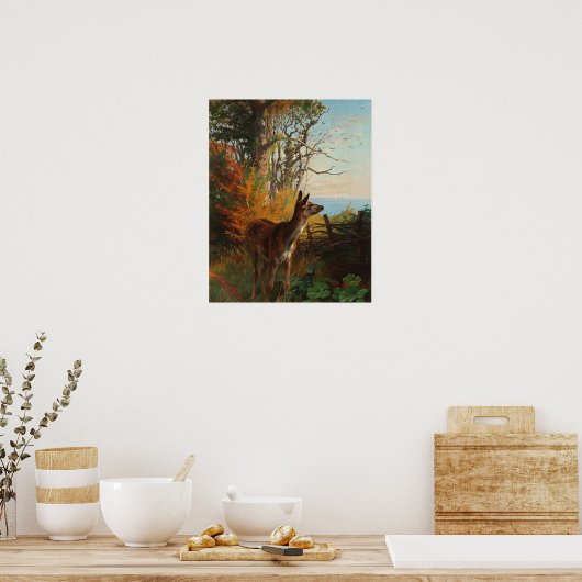 森の中の可愛い鹿 ポスター (キッチン)