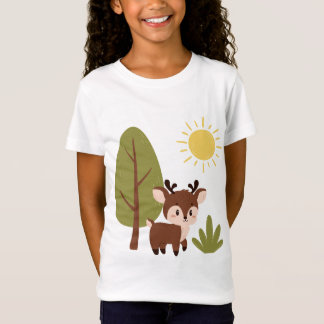 森の中の可愛い鹿 Tシャツ