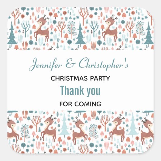 森の中の可愛お洒落い鹿ありがとう スクエアシール (正面)