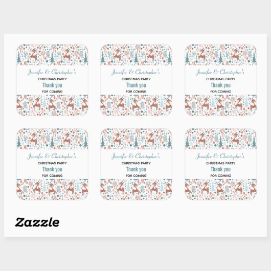 森の中の可愛お洒落い鹿ありがとう スクエアシール (シート)