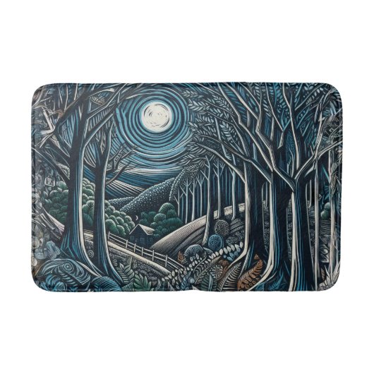 森の中の夜 バスマット (正面)