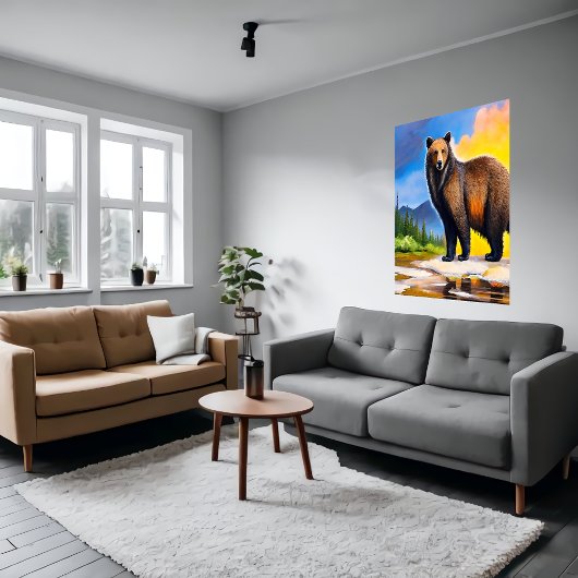 森の中の大きな熊 | AIアートポスター ポスター