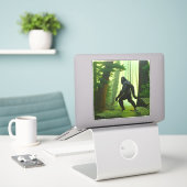 森の中の大股 シール (デスク上のノートパソコン)