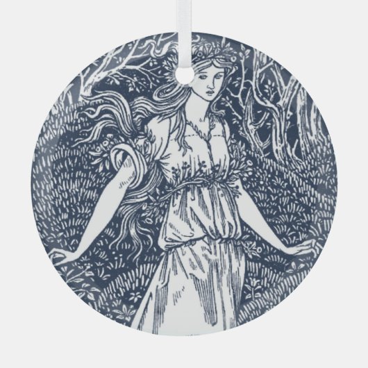 森の中の女性 ガラスオーナメント (正面)