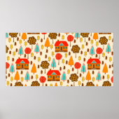 森の中の家とのシームレスなパターン。ヴィンタグ ポスター (正面)