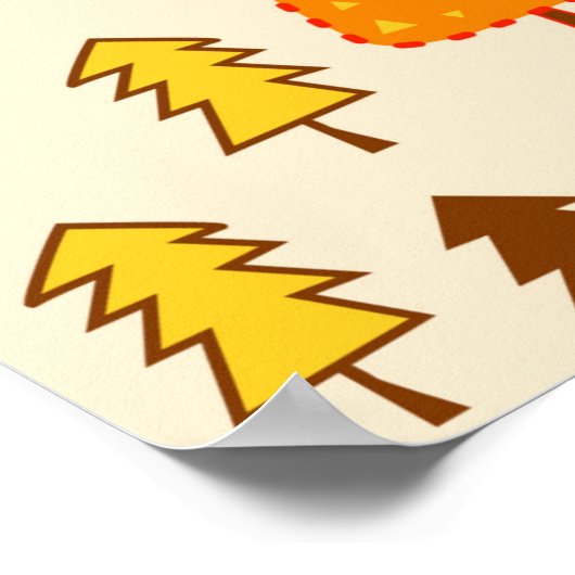 森の中の家とのシームレスなパターン。ヴィンタグ ポスター (角)