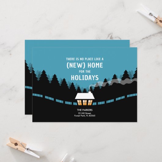 森の中の家と休日のための新しい家 カード (正面/裏面インサイチュ)