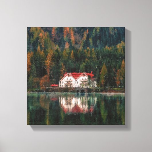 森の中の家 キャンバスプリント (正面)