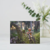 森の中の小妖精や小人ギタリスト。 ポストカード (スタンド正面)