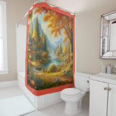 森の中の居心地の良いキャビン シャワーカーテン (インサイチュ)