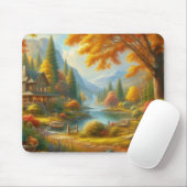 森の中の居心地の良いキャビン マウスパッド (マウス)