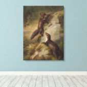 森の中の岩に松が二つ キャンバスプリント (インサイチュ (ウッドフロア))