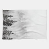 森の中の常緑樹ブラックフォギーマウンテン キッチンタオル (横)