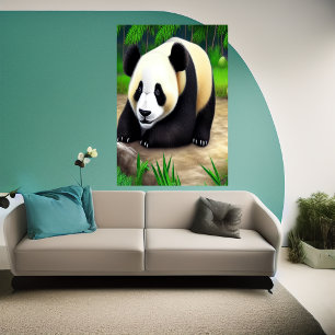 森の中の愛らしいパンダ   AIアートポスター ポスター