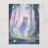森の中の愛らしい幽霊猫 ポストカード (正面)