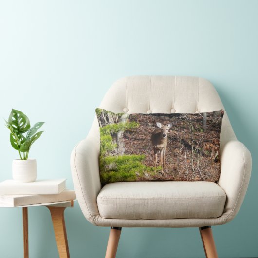 森の中の愛らしい鹿自然写真 ランバークッション (椅子)