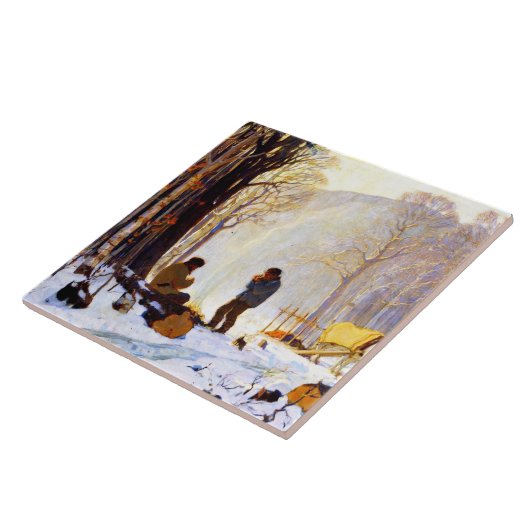 森の中の早朝 タイル (側面)