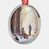 森の中の早朝 メタルオーナメント (左)