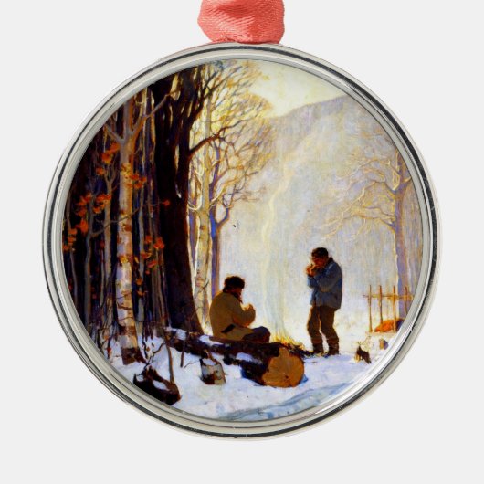 森の中の早朝 メタルオーナメント (正面)