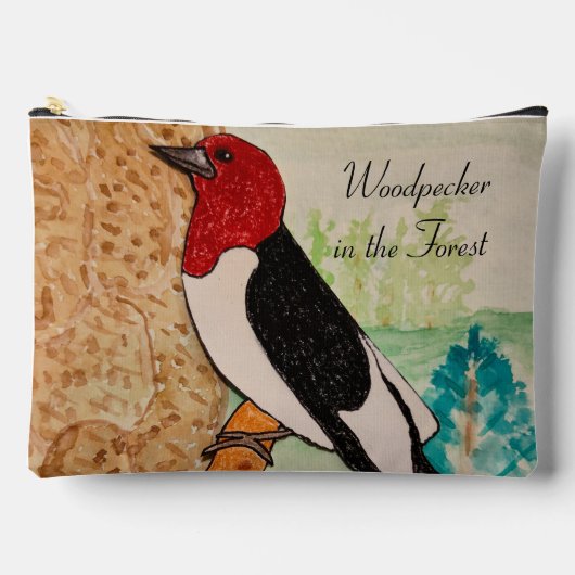 森の中の木のペッカー アクセサリーポーチ (正面)